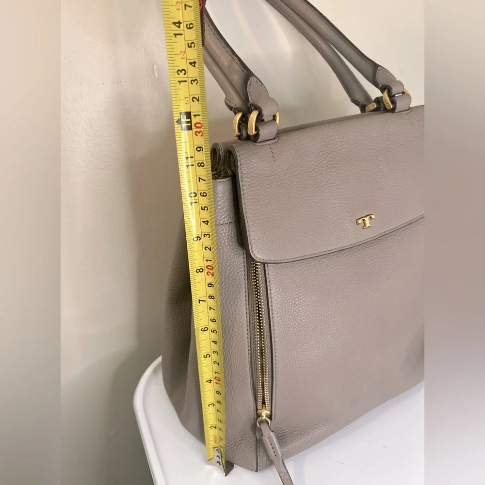Tory Burch women’s half moon gray leather tote - Picture 15 of 16